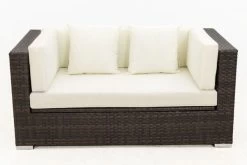 OUTFLEXX 2-Sitzer Sofa, Braun Marmoriert, Polyrattan, 152 X 85 X 70 Cm, Wasserfeste Kissenbox -Warmer Garten 9 15734 2 BOX.jpg