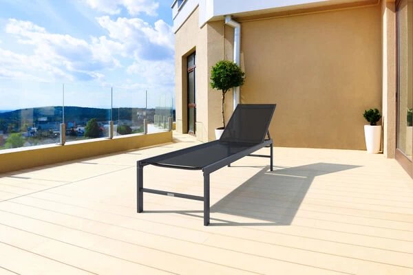 OUTFLEXX Liege, Anthrazit Matt/schwarz, Alu/Textilene, 190x62x34cm, Rückenlehne Verstellbar 12 OUTFLEXX Liege, Anthrazit Matt/schwarz, Alu/Textilene, 190x62x34cm, Rückenlehne Verstellbar – Bild 10